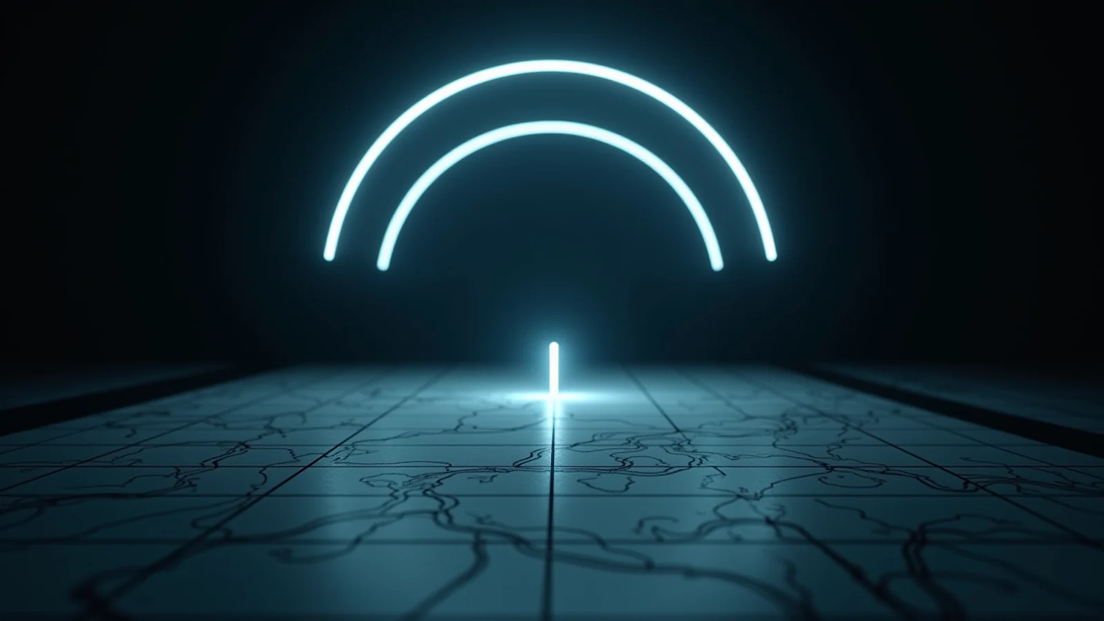 Three luminous time arcs converge on a central raid beacon above a dark local-time map grid.